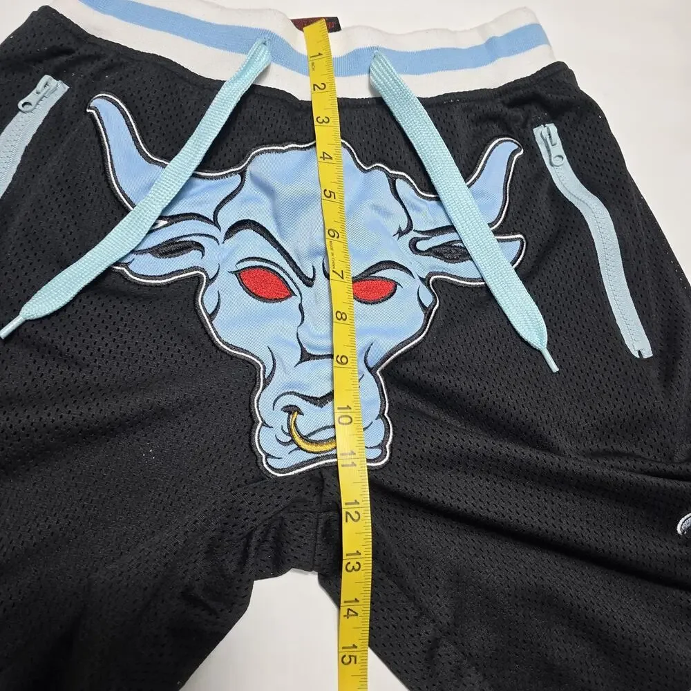WWE The Rock Black Mesh Shorts Men’s Small The People’s Champ Brahma Bull